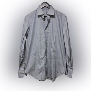 Caliban Italian Luxury Striped Button Up Shirt Size 40 15 1/4 MSRP $395